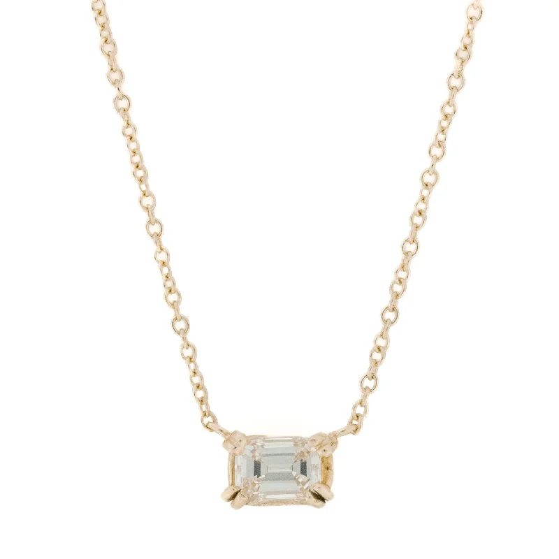 Unique Chain Necklace For Fashion Enthusiasts-0.41ctw Emerald Cut Diamond Solitaire 16" Necklace in 14K Rose Gold