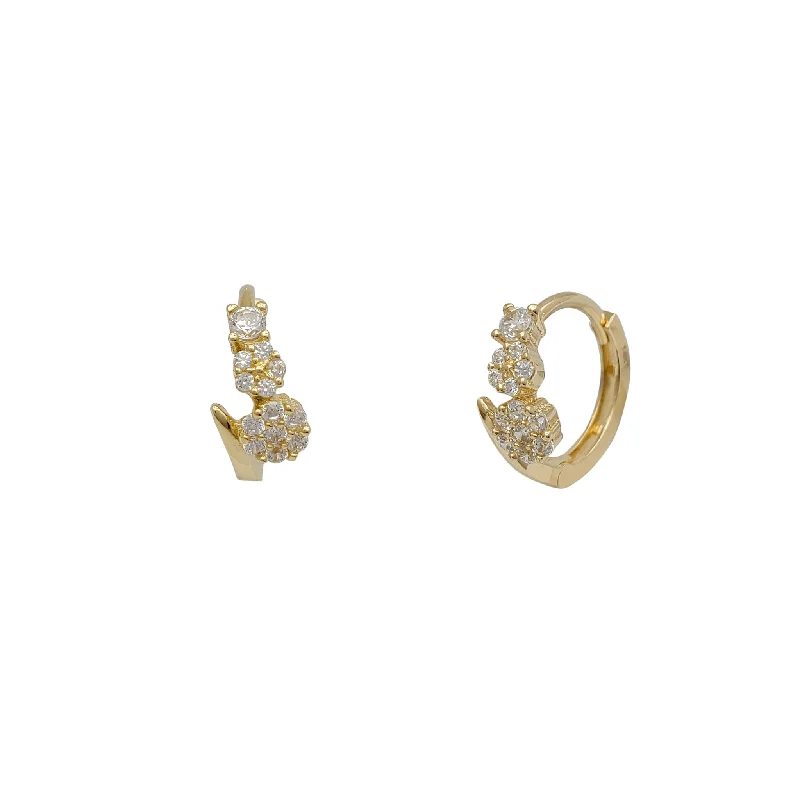 Small Drop Earrings For Kids-Flowers & Tail Huggie Earrings (14K)