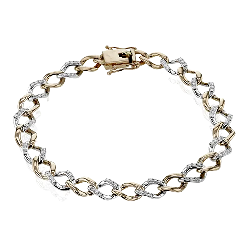 Designer Gemstone Bracelets-Chain Link Bracelet in 18k Gold with Diamonds LB2410