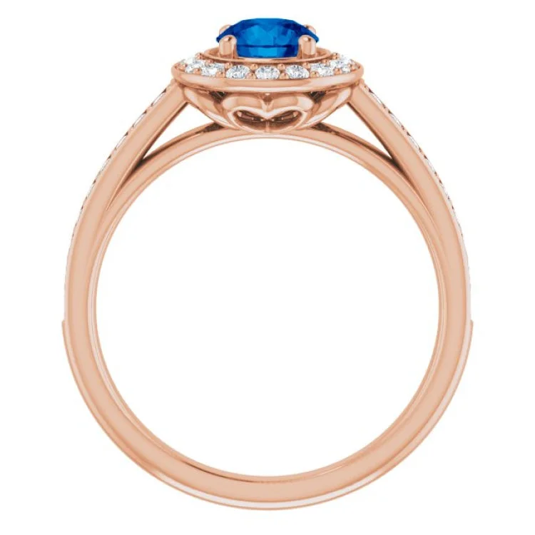 Custom Birthstone Rings For Special Gifts-14K Rose Lab-Grown Blue Sapphire & 1/3 CTW Natural Diamond Ring