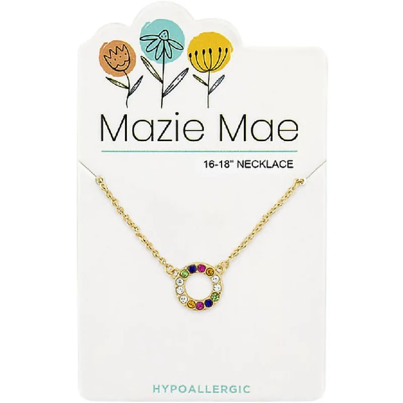 Minimalist Gold Necklace For Everyday-Center Court: Gold Multicolor Open Circle Mazie Mae Necklace