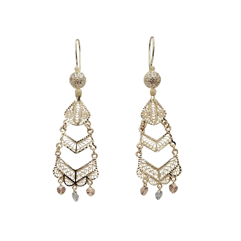 Hand-Painted Earrings-Chandelier Earrings (14K)