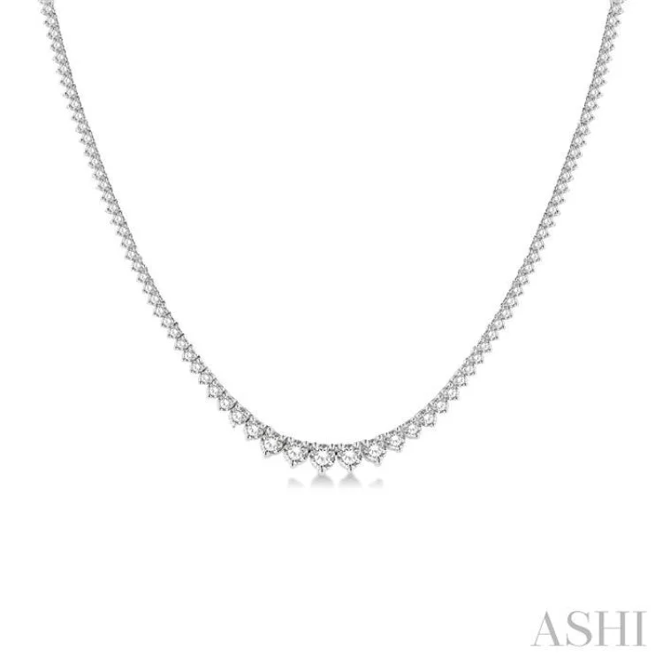 Handcrafted Gold Necklace For Unique Style-5 Ctw Riviera Round Cut Diamond Necklace in 14K White Gold