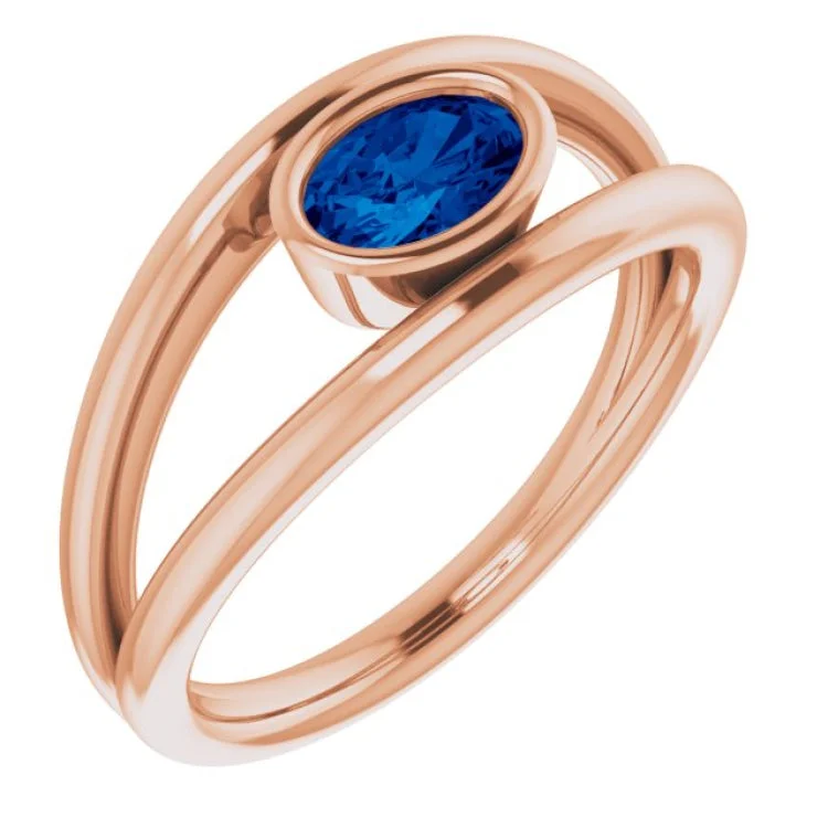 Unique Men’s Wedding Rings For Fashion Lovers-14K Rose Natural Blue Sapphire Ring