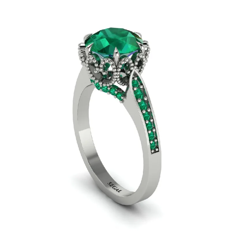 Classic Gemstone Rings For Special Occasions-Emerald Milgrain Engagement Ring - Yara No. 21