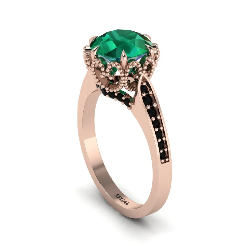 Classic Solitaire Engagement Rings For Brides-Emerald Milgrain Engagement Ring - Yara No. 35