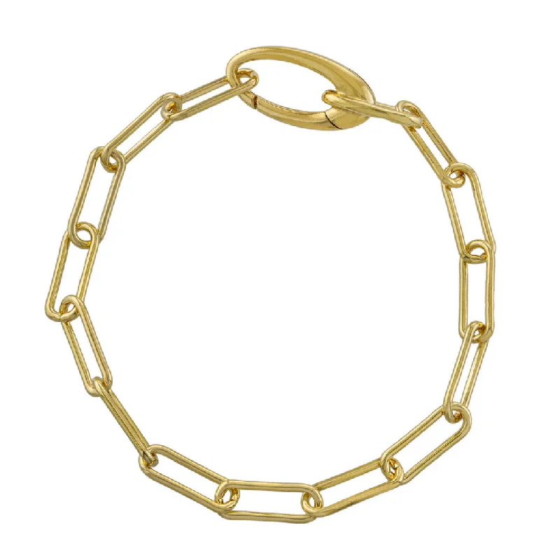 Simple Wire Bracelets-Paperclip Link Bracelet, Gold Plated