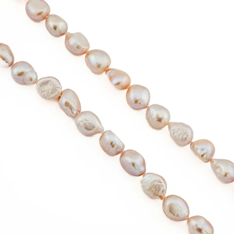 Long Pendant Necklace For Fashion-8MM-10mm Baroque Pearl Single Strand 18" Necklace in .925 Sterling Silver