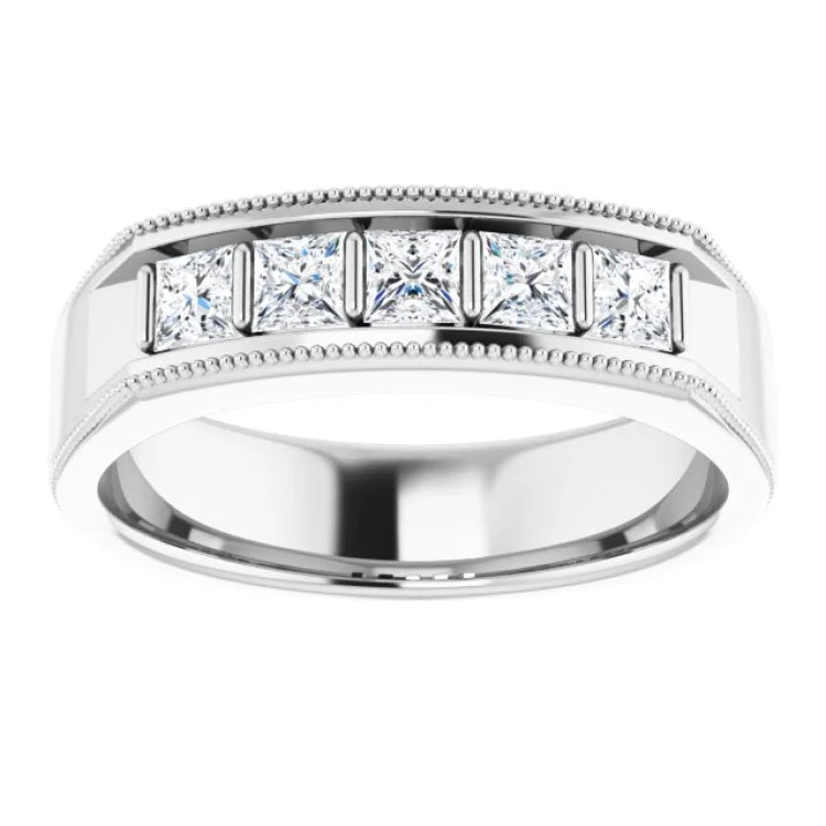 Personalized Couple’s Rings For Engagement-14K White 3/4 CTW Natural Diamond Milgrain Band