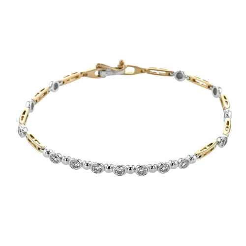 Boho Chic Beaded Bracelets-Chain Link Bracelet in 18k Gold with Diamonds LB2462