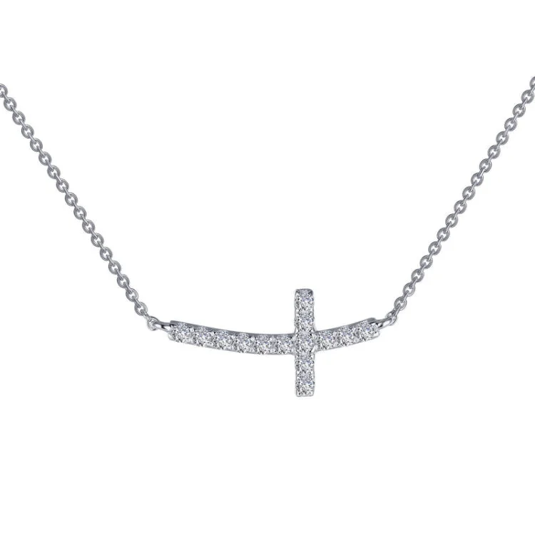 Modern Geometric Necklace For Fashionistas-Sideways Curved Cross Necklace