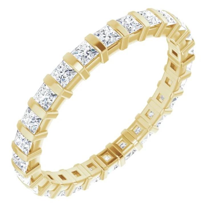 Custom Rings With Initials For Couples-14K Yellow 7/8 CTW Natural Diamond Eternity Band Size 5