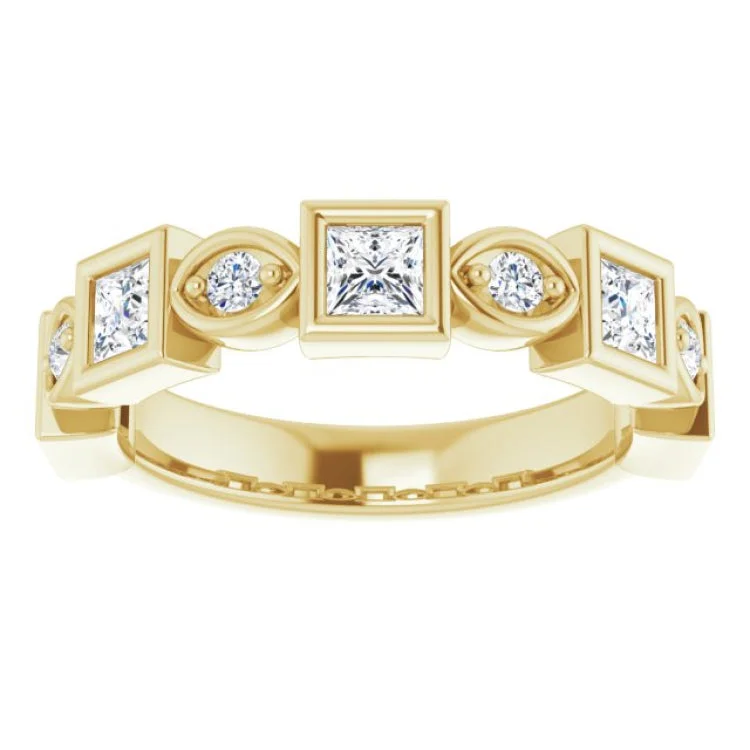 Elegant Halo Rings For Engagement-14K Yellow 9/10 CTW Natural Diamond Anniversary Band