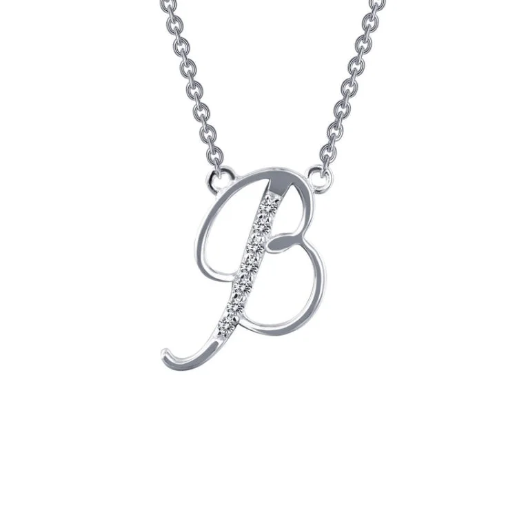 Elegant Crystal Pendant Necklace For Weddings-Letter B Pendant Necklace