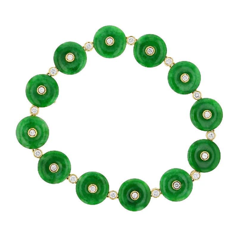 Thick Gold Bracelets For Men-Jadeite and Diamond Bracelet