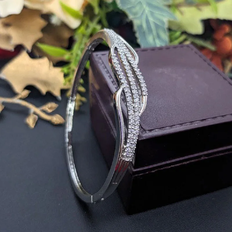 Elegant Wedding Bangles With Birthstones For Bridesmaids-Aamrapali Silver Plated AD Bangle