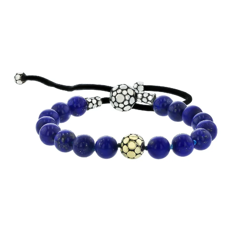 Women’s Statement Bracelets-John Hardy Silver and Gold Dot Bead Bracelet with Lapis