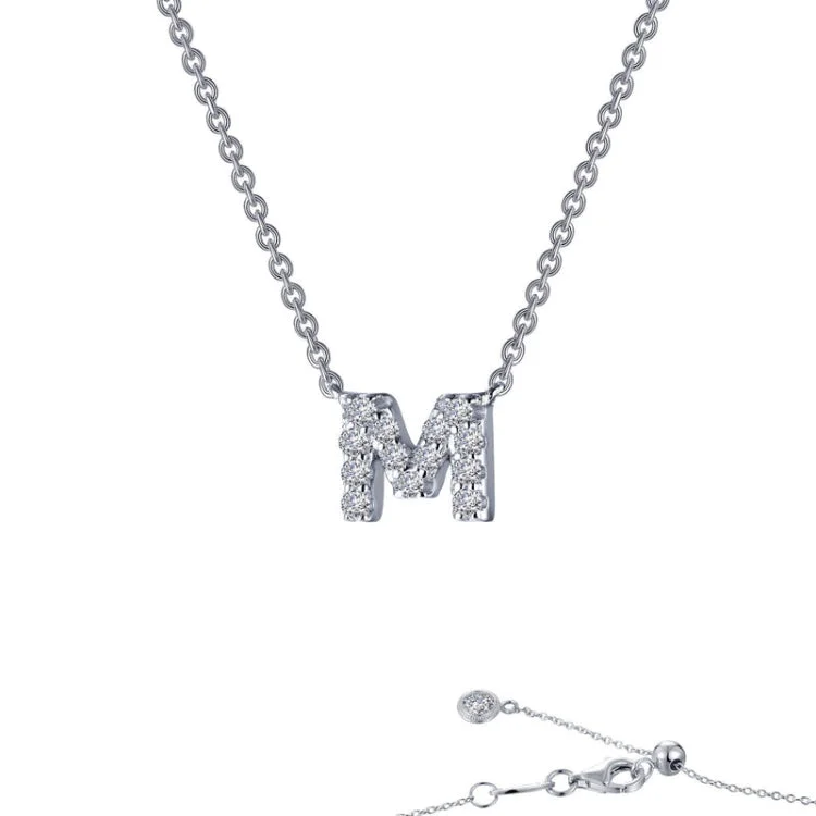 Personalized Bar Necklace For Moms-Letter M Pendant Necklace