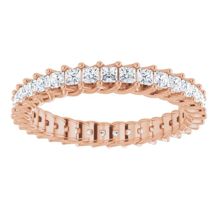 Elegant Rose Gold Wedding Bands For Brides-14K Rose 1 1/6 CTW Natural Diamond Eternity Band