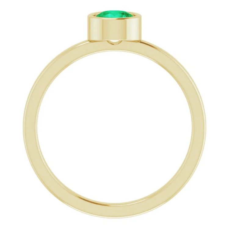 Personalized Gold Rings For Weddings-14K Yellow 5 mm Lab-Grown Emerald Ring