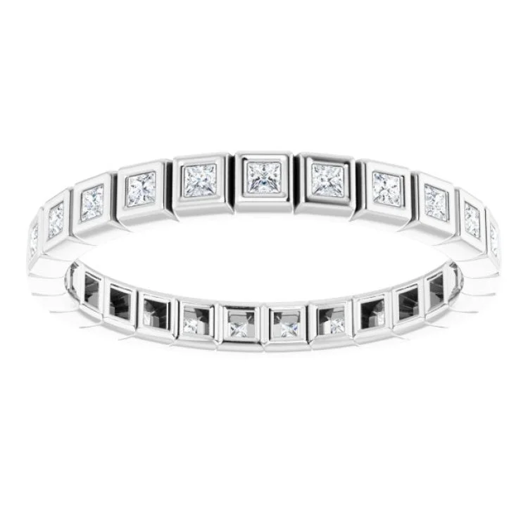 Elegant Solitaire Diamond Rings For Engagement-14K White 1/3 CTW Natural Diamond Eternity Band Size 6