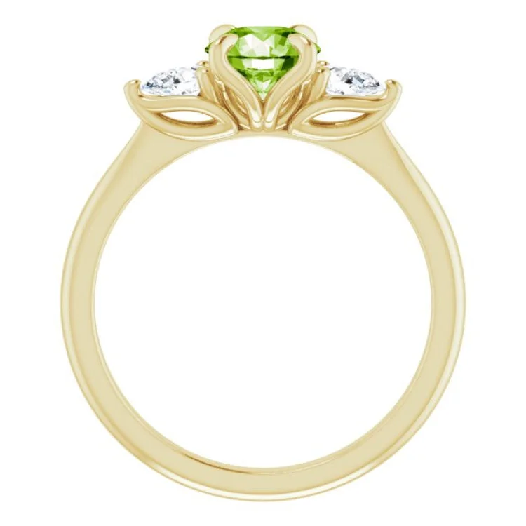 Simple Engagement Rings For Minimalist Brides-14K Yellow Natural Peridot & 1/4 CTW Natural Diamond Ring