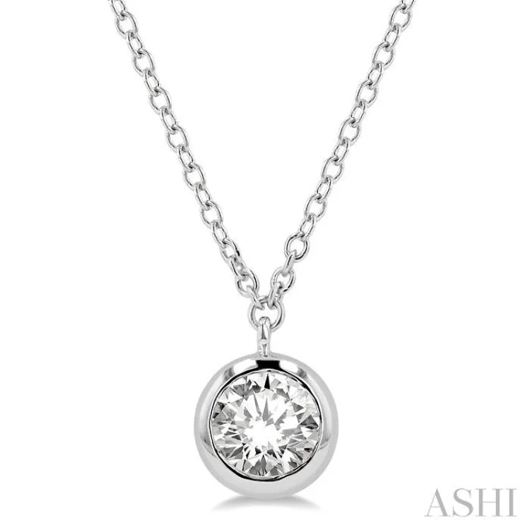 Trendy Statement Chain Necklace For Fashion-1/2 ctw Round Cut Diamond Necklace in 14K White Gold