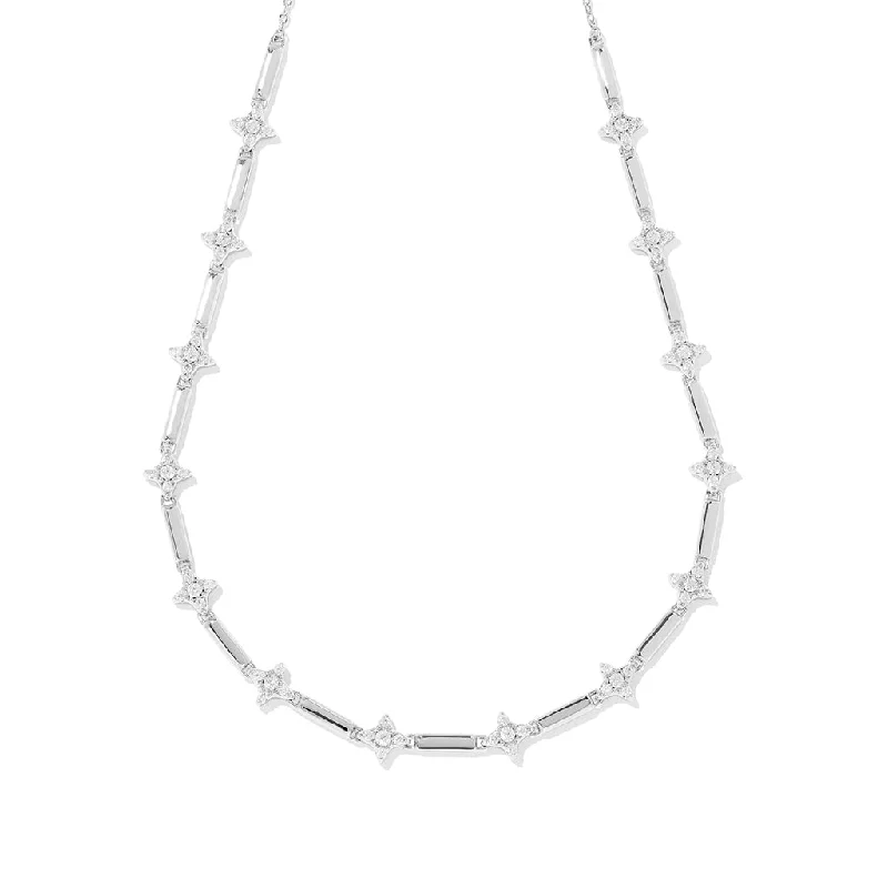 Vintage Gold Necklace For Special Gifts-Kendra Scott : Holland Silver Strand Necklace in White Crystal