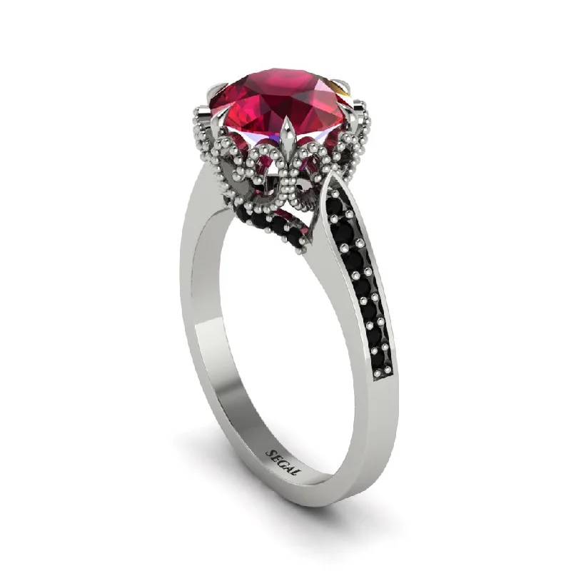 Classic Diamond Rings For Timeless Style-Ruby Milgrain Engagement Ring - Yara No. 42