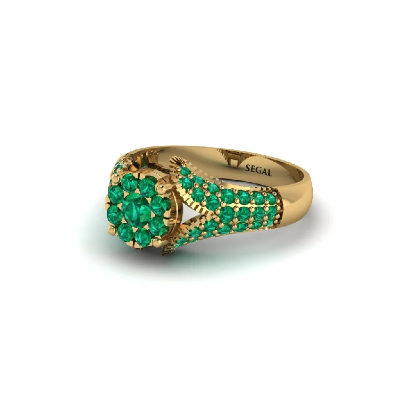 Classic Wedding Bands For Elegant Brides-Emerald Floral Cluster Engagement Ring  - Penelope No. 19