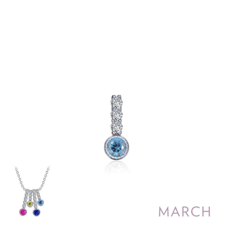 Dainty Diamond Necklace For Elegant Look-March Birthstone Love Pendant