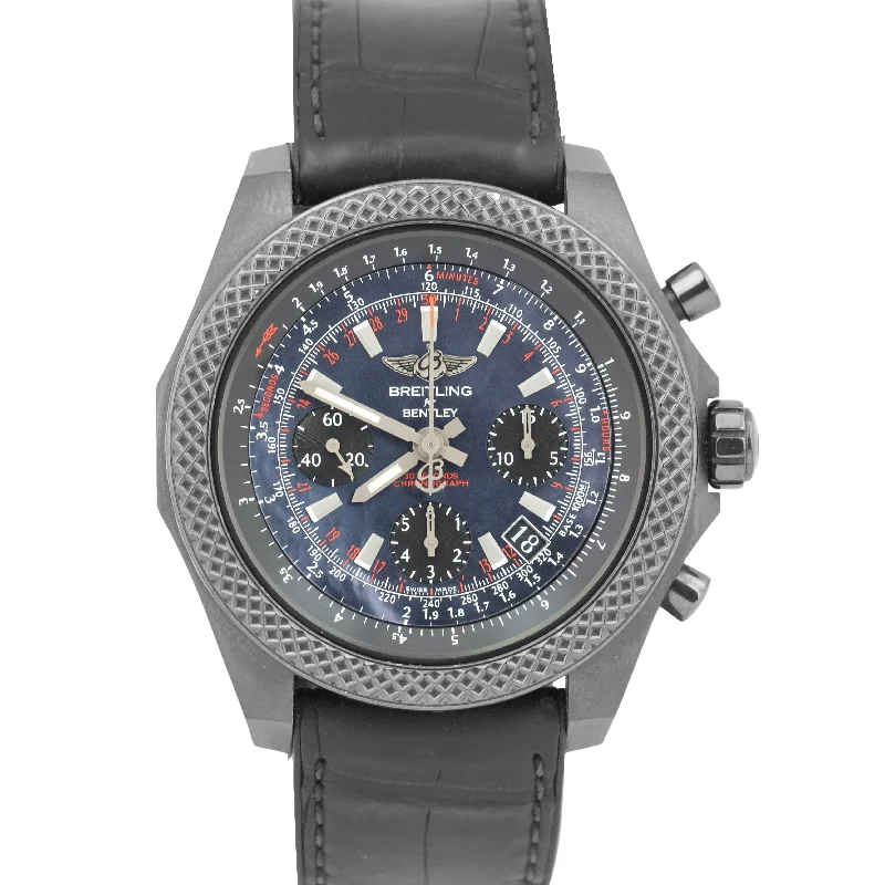 Fashionable Watches For Everyday Wear-PAPERS Breitling Bentley Black MOP DLC Steel MB0612 Leather LTD 44mm Watch BOX