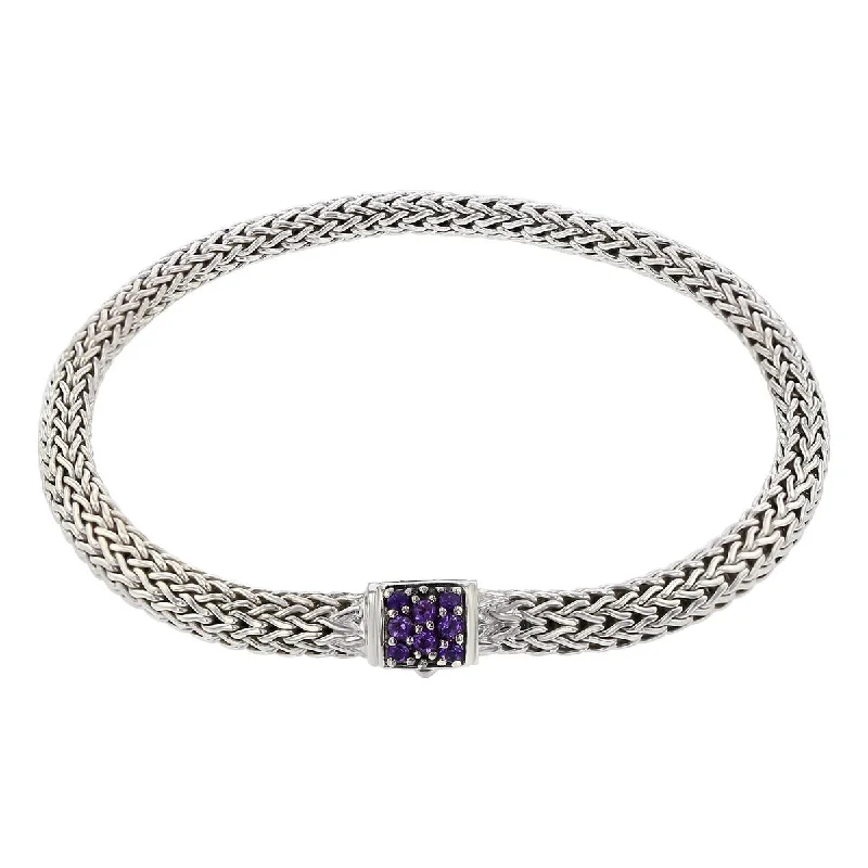 Classic Silver Bracelets-John Hardy Classic Chain Bracelet with Amethyst