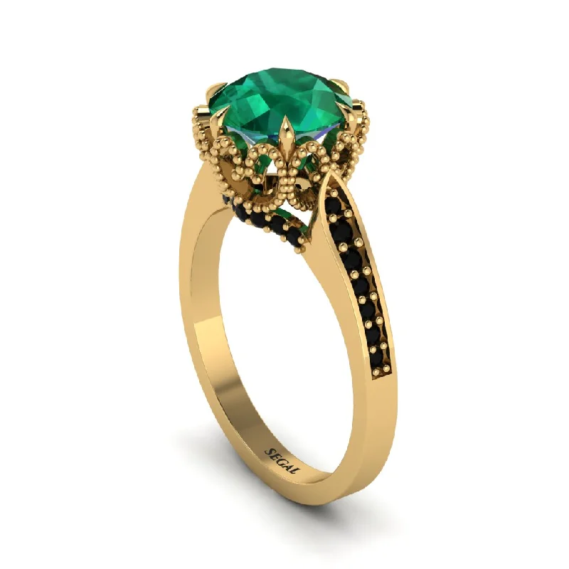 Personalized Promise Rings For Special Occasions-Emerald Milgrain Engagement Ring - Yara No. 34