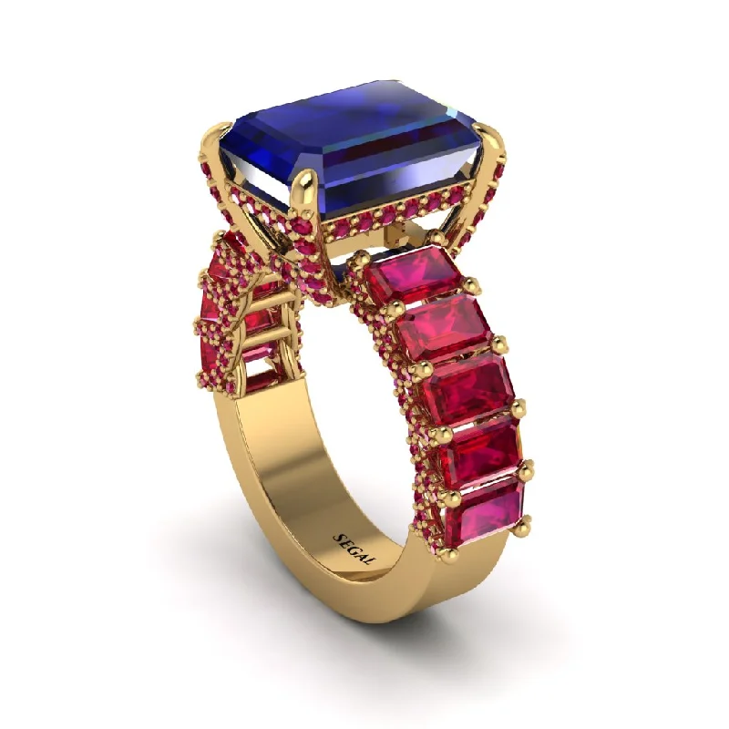 Custom Stacking Rings For Special Occasions-Luxury Emerald Cut Sapphire Engagement Ring - Nadia No. 58