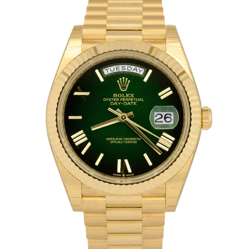 Men’s Watch Sets For Gifts-BRAND NEW 2024 Rolex Day-Date President 40mm GREEN OMBRE 18K Gold 228238 BOX