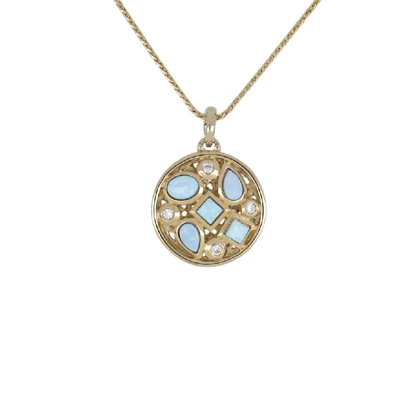 Unique Chain Necklace For Fashion Enthusiasts-John Medeiros : Opalas Do Mar Opal Blue 5 Opal Necklace With CZ Gold Chain