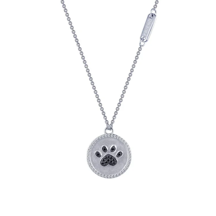 Custom Silver Necklace For Gifts-Paw Print Disc Necklace