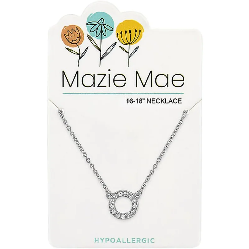 Elegant Diamond Necklace For Weddings-Center Court: Silver CZ Open Circle Mazie Mae Necklace