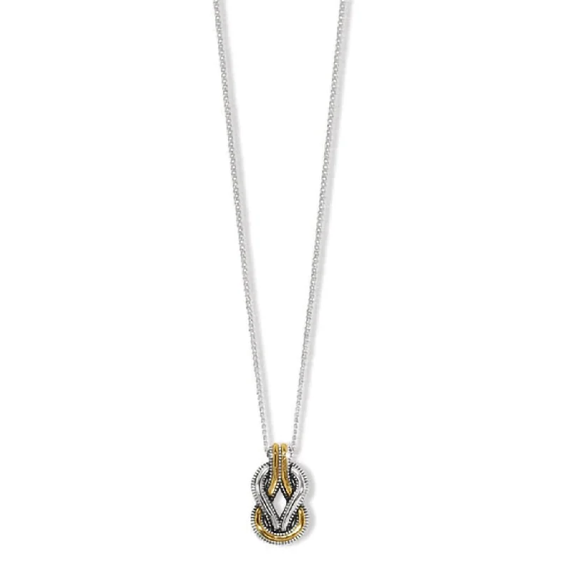 Simple Crystal Pendant Necklace For Day Wear-Brighton : Interlok Harmony Two Tone Petite Necklace