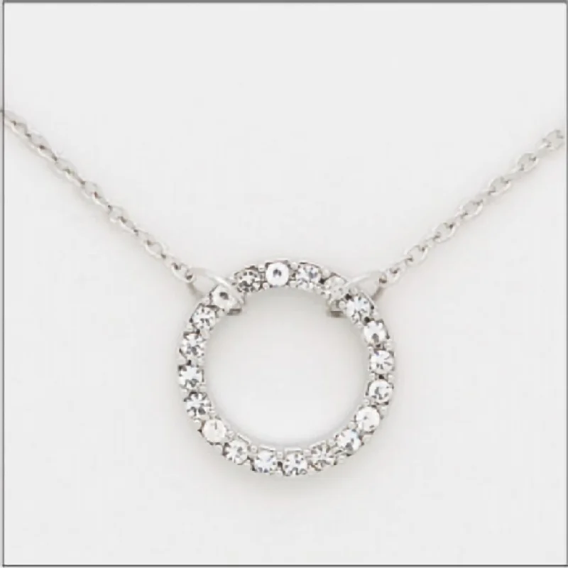 Custom Nameplate Necklace For Gifts-Center Court : Silver CZ Decorative Circle Layers Necklace