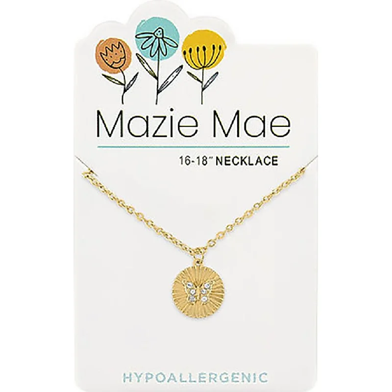 Handmade Gold Necklace For Bridesmaids-Center Court: Gold White Opal Cubic Zirconia Flower Mazie Mae Necklace