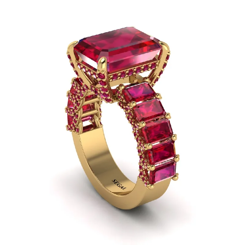 Elegant Gold Engagement Rings For Brides-Luxury Emerald Cut Ruby Engagement Ring - Nadia No. 55