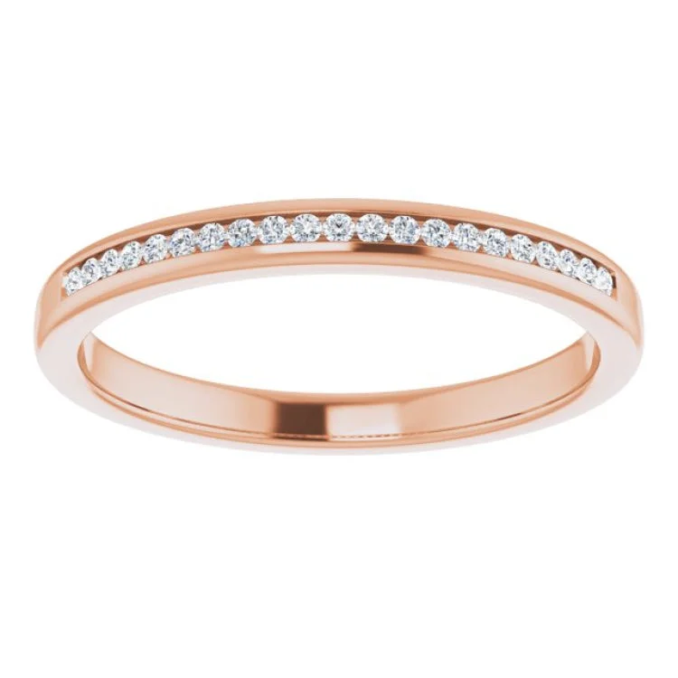 Elegant Gold Wedding Bands For Bridesmaids-14K Rose 1/10 CTW Natural Diamond Band