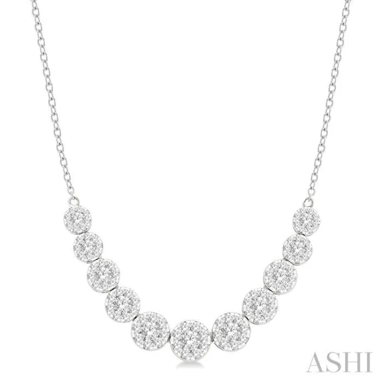 Elegant Heart Necklace For Romantic Look-1 1/2 Ctw Round Cut Lovebright Diamond Necklace in 14K White Gold