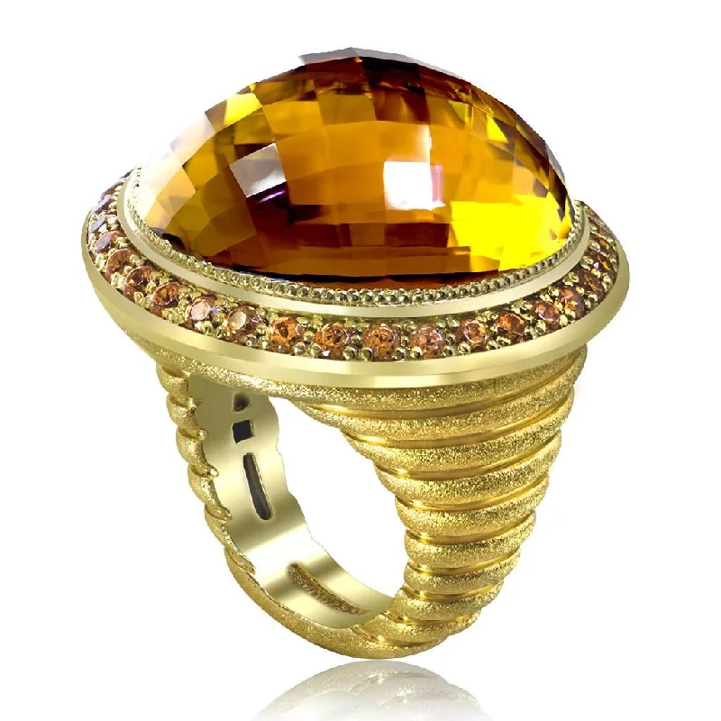 Handmade Engagement Rings For Brides-Gold Symbolica Ring with Citrine & Spessartite Garnet