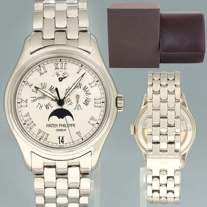 Stylish Men’s Watches With Mesh Bands-MINT Patek Philippe 5036G White Gold 37mm Annual Calendar Moon Phase Watch Box