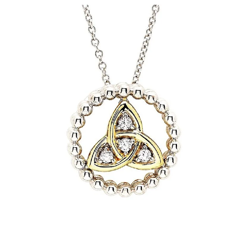 Long Layered Necklace For Fashionable Look-Shanore : Sterlin Silver CZ Trinity Knot Necklace with Gold Plate