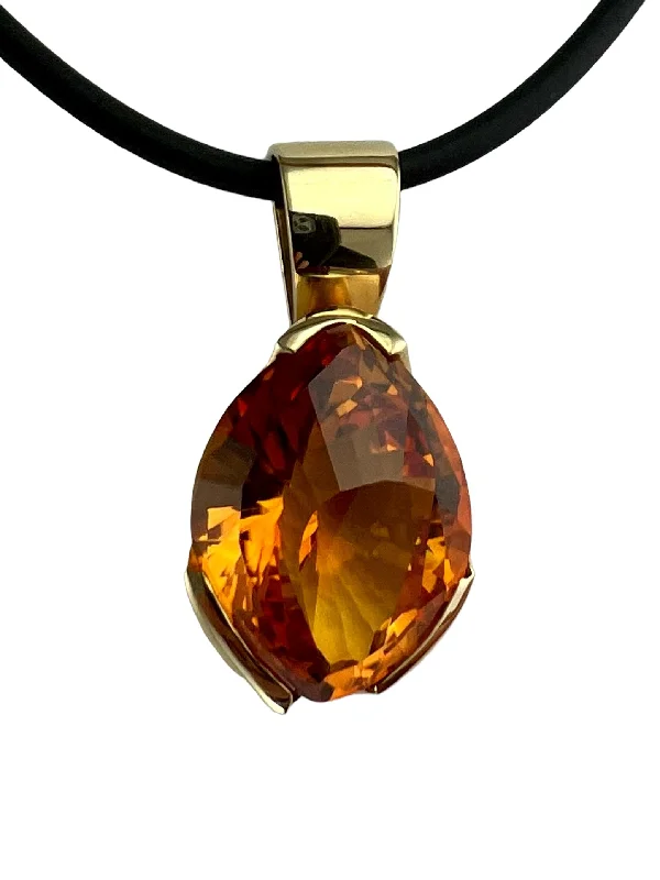 Elegant Drop Necklace For Bridesmaids-Fancy Cut Citrine Yellow Gold Pendant Necklace