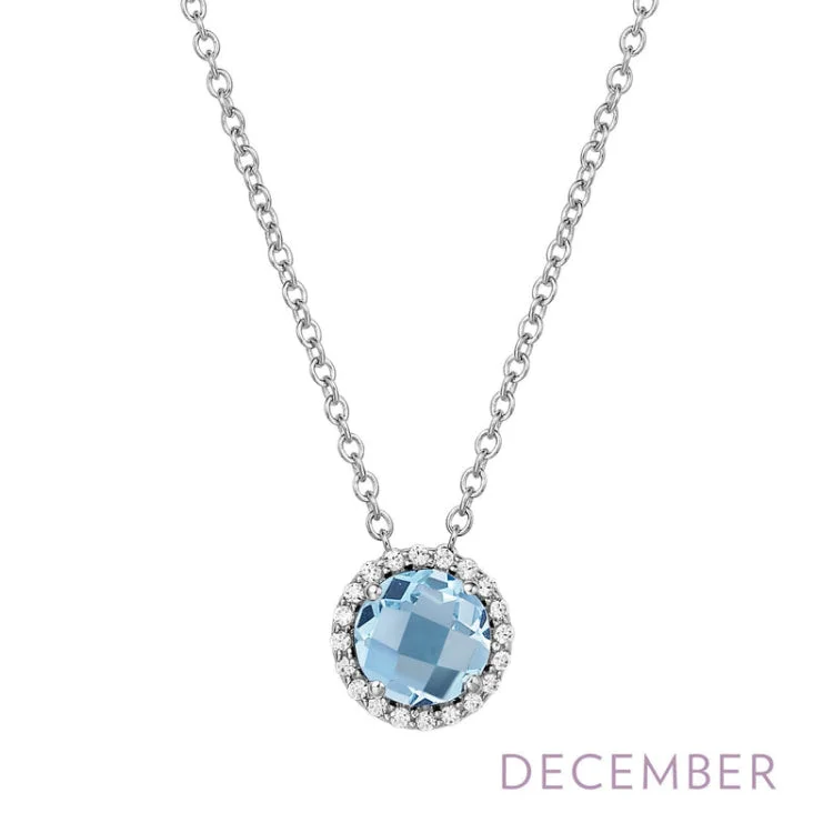 Trendy Silver Necklace For Day Wear-December Birthstone Necklace